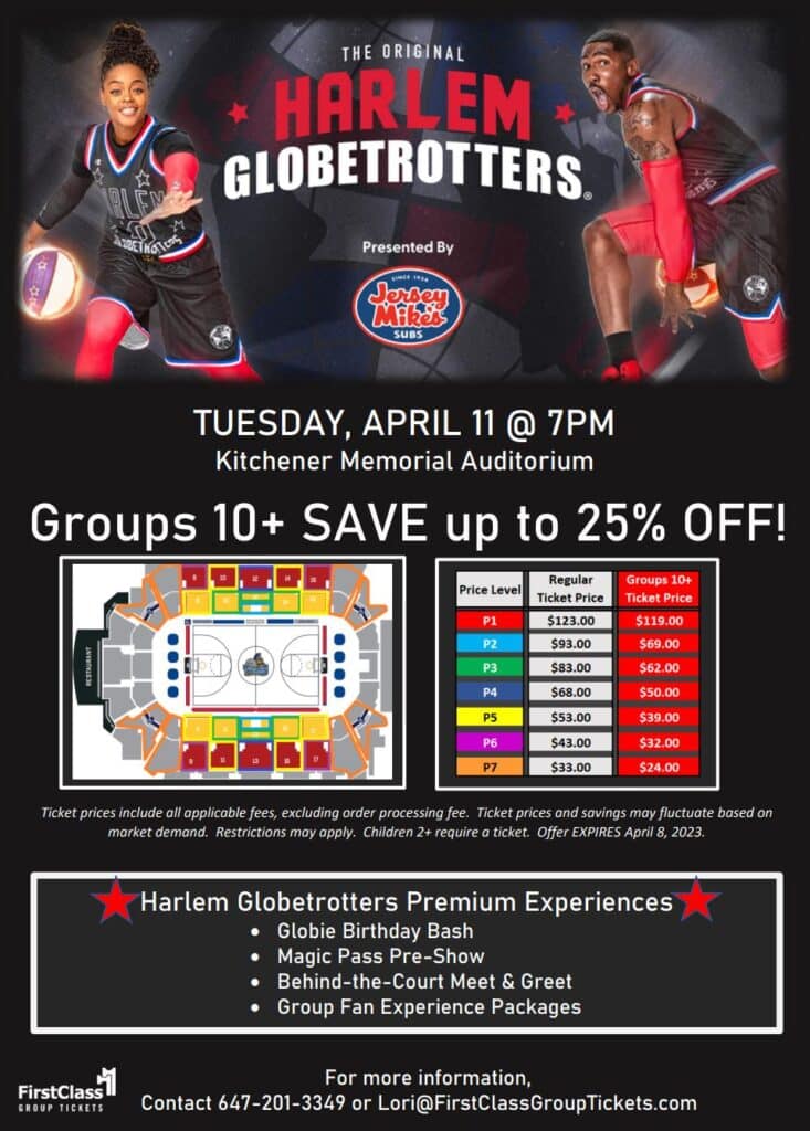 Harlem Globetrotter Tickets and Pricing at the Kitchener Memorial Auditorium April 11 2023