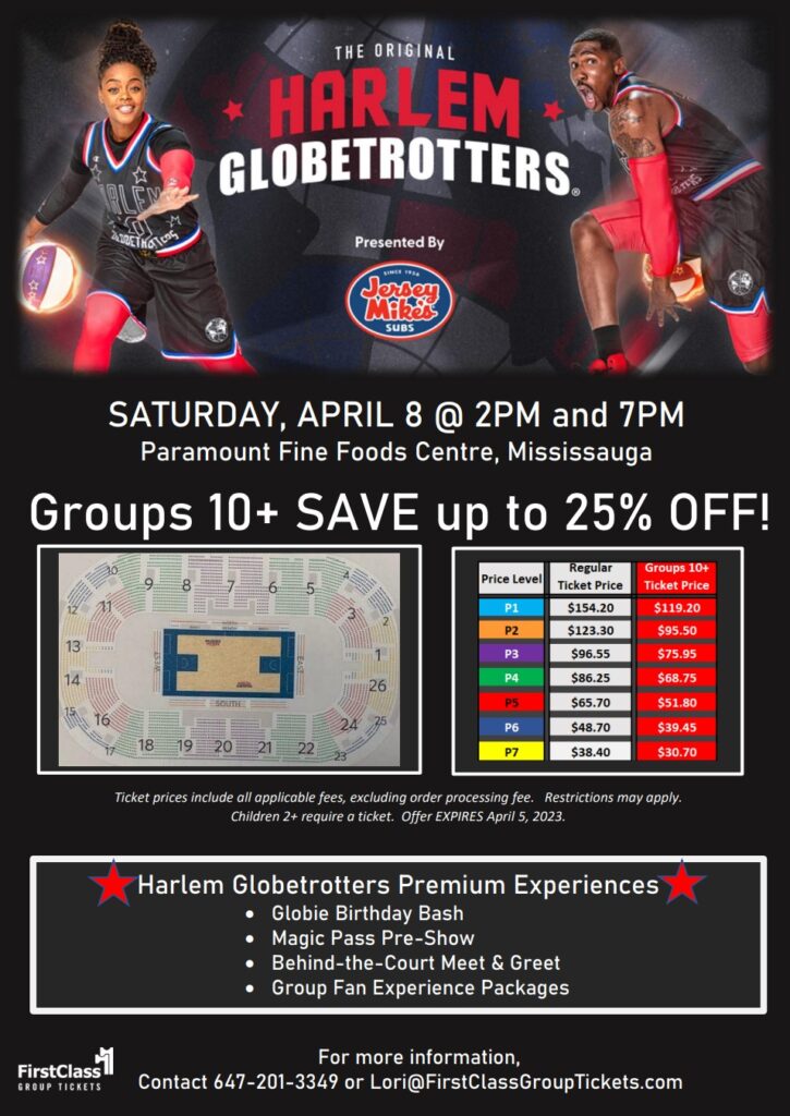 Harlem Globetrotter Tickets and Pricing in Mississauga Paramount Fine Foods Centre April 8, 2023