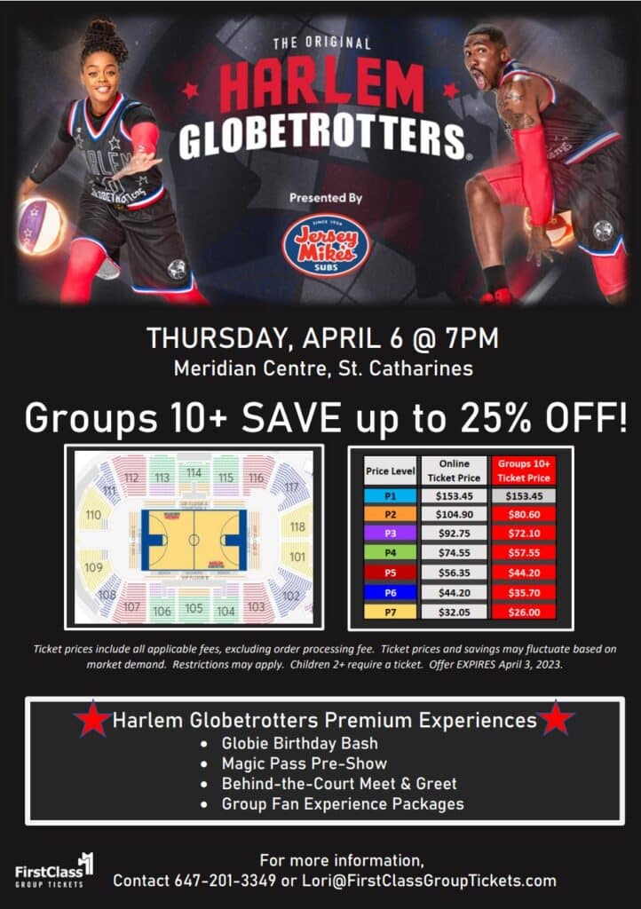 Harlem Globetrotter Tickets and Pricing at the Meridian Centre April 6 2023
