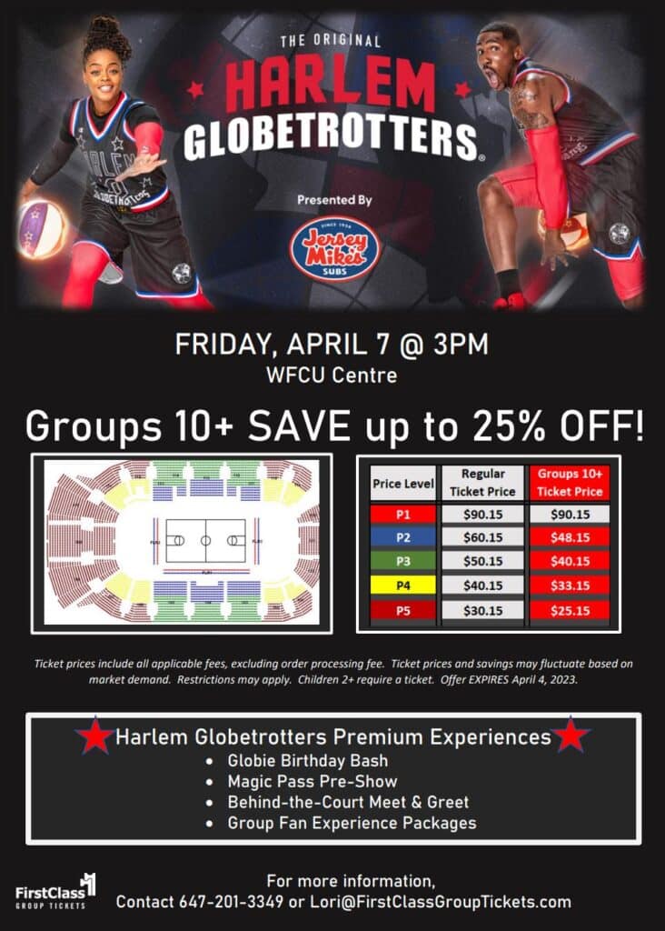 Harlem Globetrotter Tickets and Pricing at the WFCU Centre April 7 2023