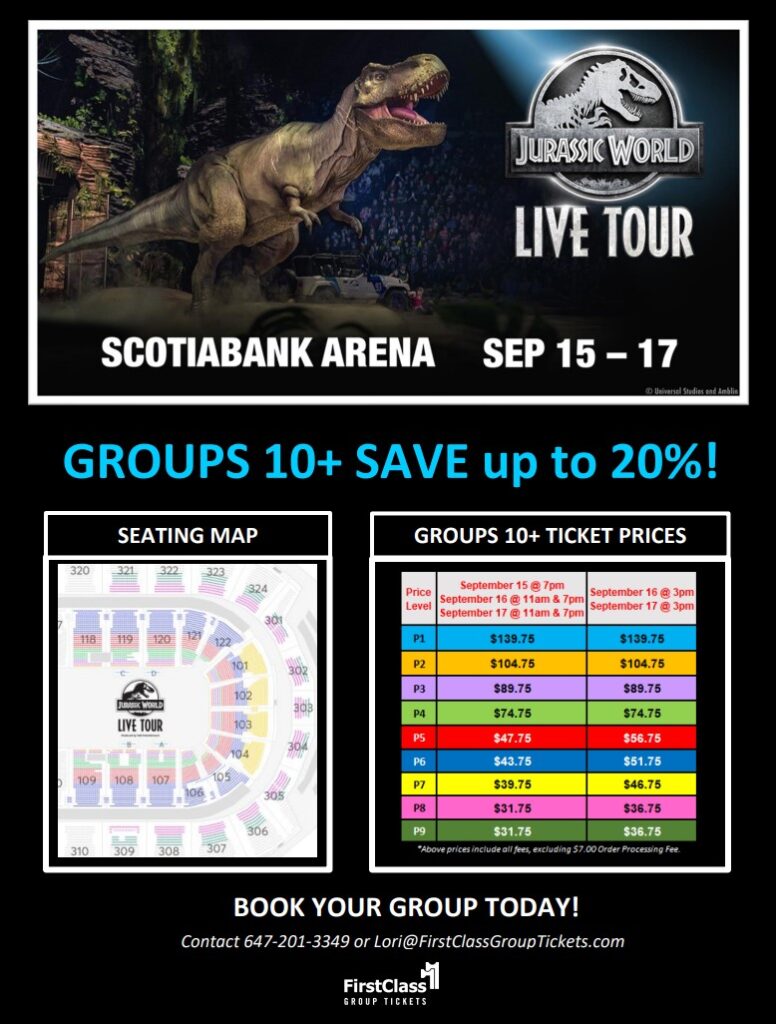 Jurassic World Live Toronto 2023 Group Savings and Seats