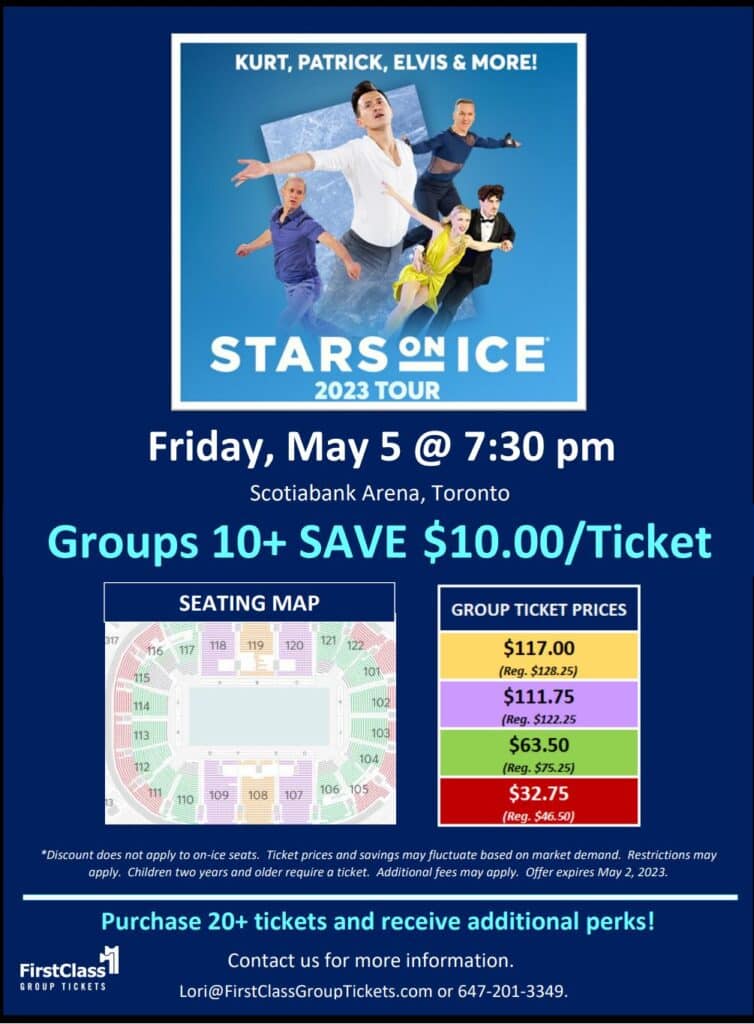 Stars on Ice pricing and seating at the Scotiabank Arena Toronto May 5, 2023