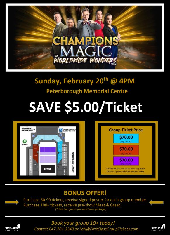 Group Pricing and Seating Locations for Champions of Magic
