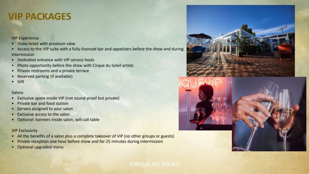 VIP Packages for Cirque du Soleil Alegria in Vancouver 2022