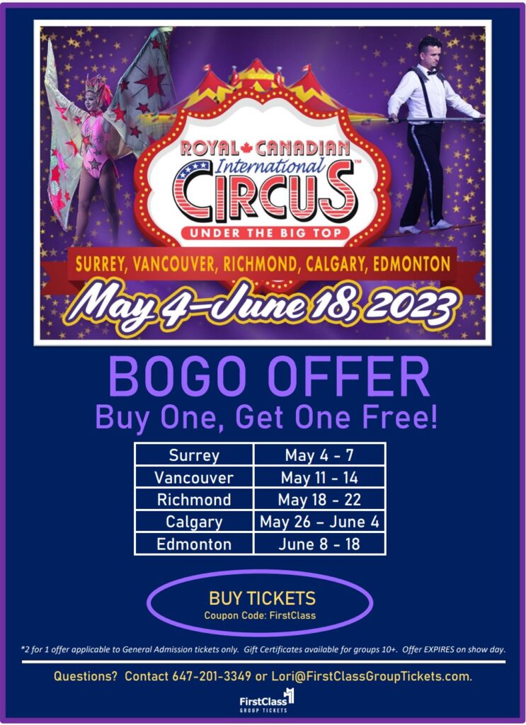 BOGO Savings for the Royal Canadian Circus in Western Canada